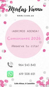 Agenda Comuniones 2026 Modas Vannu Castellón